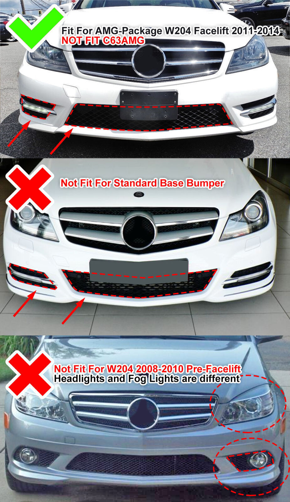 💪SPLITTER ADATTO PER MERCEDES C CLASS W204 NERO CARBON💪