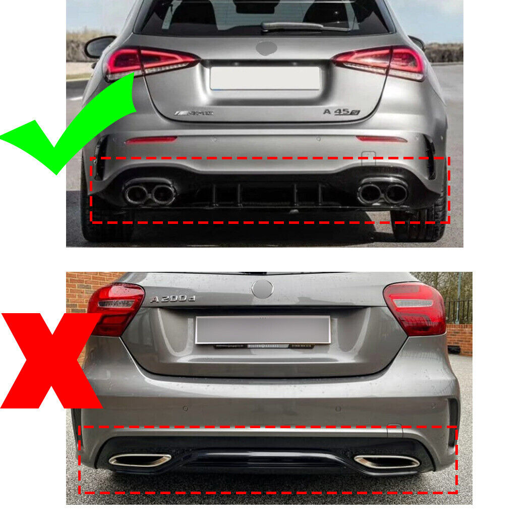 🤩REAR DIFFUSER FOR MERCEDES A CLASS A35 A45 AMG 2012-2015 BLACK ABS🤩