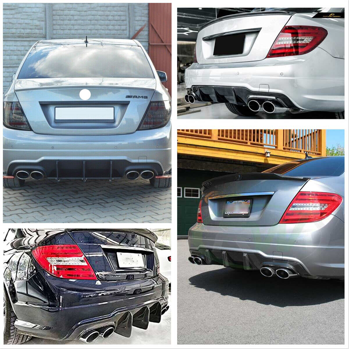 ⭐DIFFUSORE POSTERIORE PER MERCEDES CLASSE C C204 W204 2012-2015 color carbonio⭐