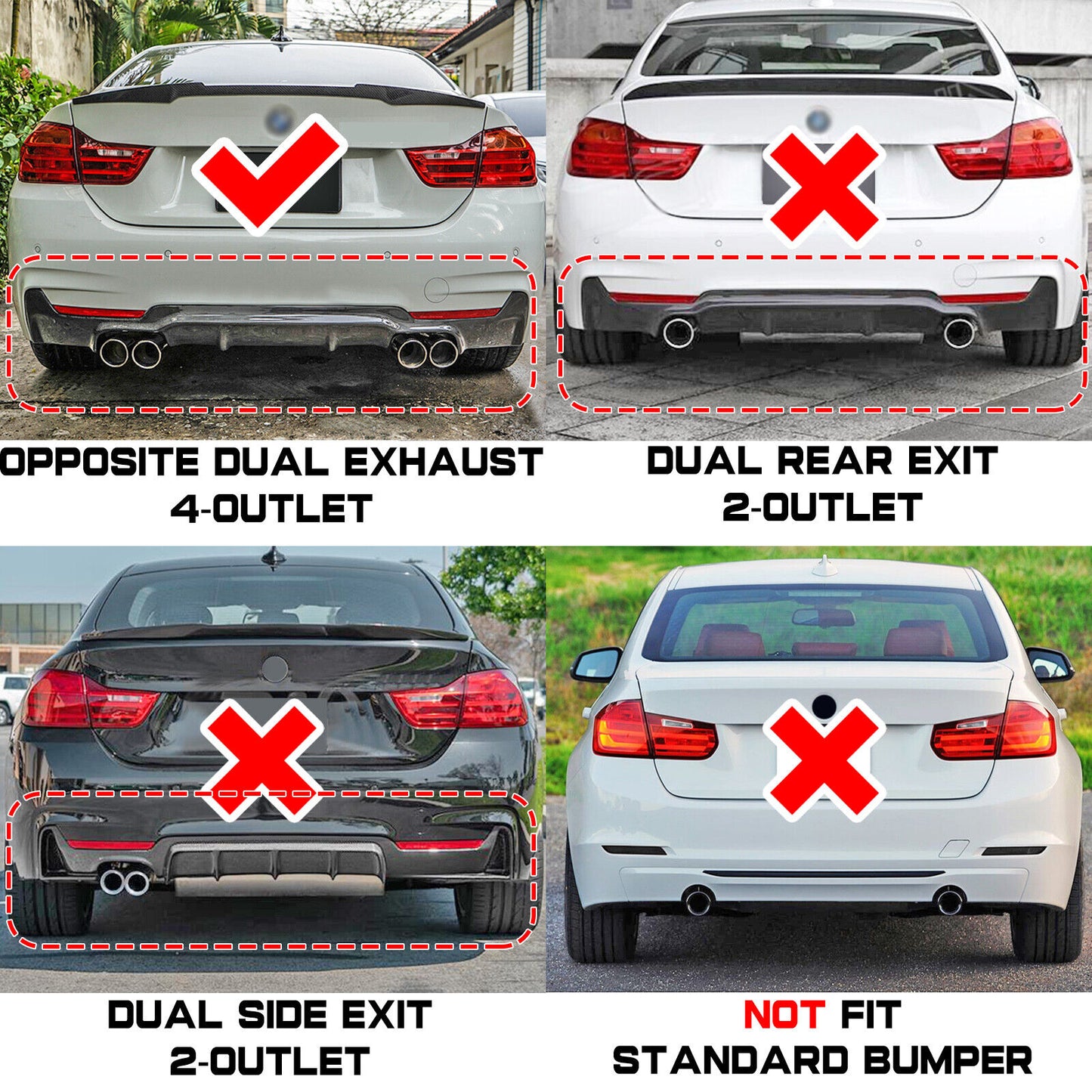 🔥DIFFUSER SUITABLE FOR BMW 4 SERIES F32 F33 F36 2014+ M DIFFUSER IN ABS🔥