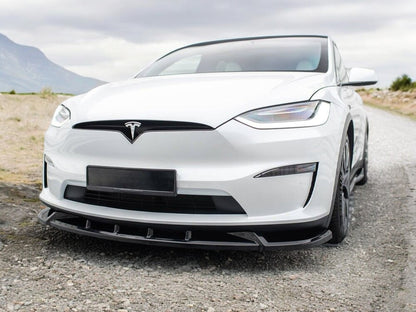 ✔️SPLITTER ANTERIORE ADATTO PER TESLA MODEL X MK1 LIFTING NERO LUCIDO✔️
