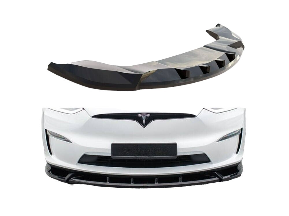 ✔️SPLITTER ANTERIORE ADATTO PER TESLA MODEL X MK1 LIFTING NERO LUCIDO✔️