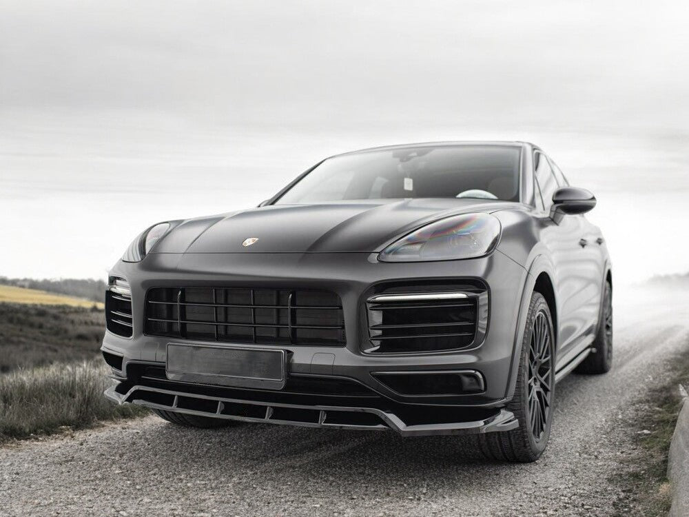 ✔️SPLITTER ANTERIORE ADATTO PER PORSCHE CAYENNE SPORT DESIGN MK3 NERO LUCIDO✔️