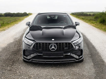 ✔️SPLITTER ANTERIORE ADATTO PER Mercedes A35 AMG W177 Lifting NERO LUCIDO✔️