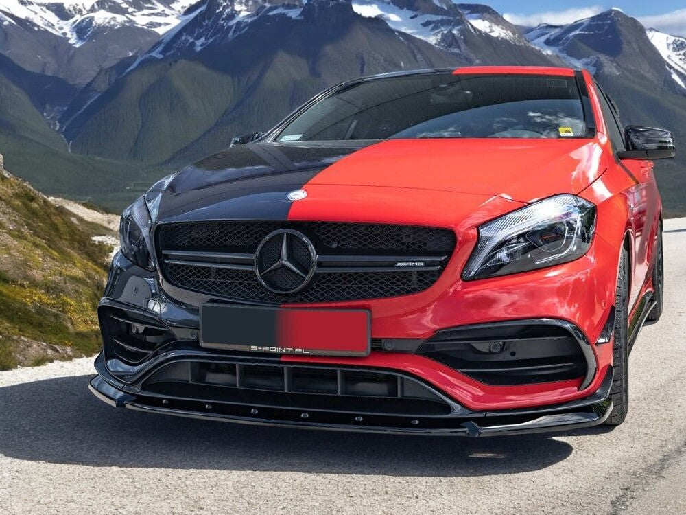 ✔️SPLITTER ANTERIORE ADATTO PER Mercedes A45 Aero W176 NERO LUCIDO✔️