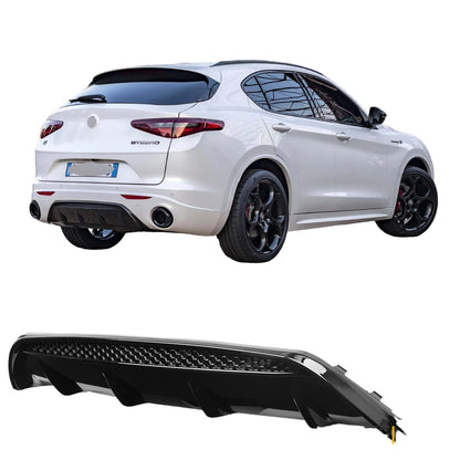 ⭐DIFFUSORE POSTERIORE ADATTO PER ALFA ROMEO STELVIO NERO LUCIDO DESIGN VELOCE⭐