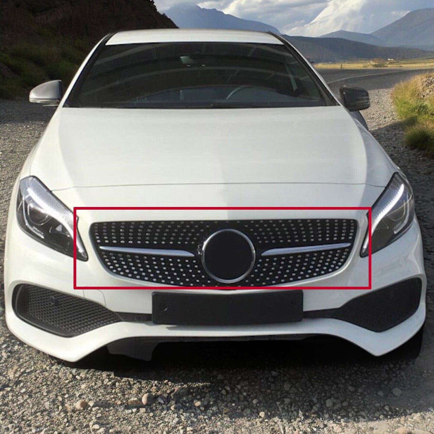 💎Griglia adatta per Mercedes W176 Classe A FACELIFT DIAMANT NERO 💎