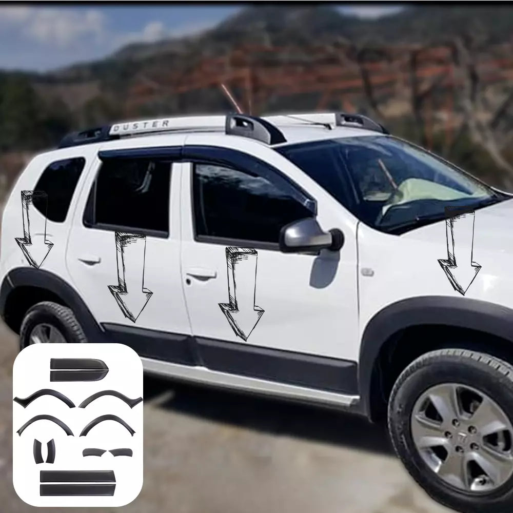 🔥PROTECTION KIT + MUDGUARDS SUITABLE FOR DACIA DUSTER 2010-2017 MATT BLACK🔥