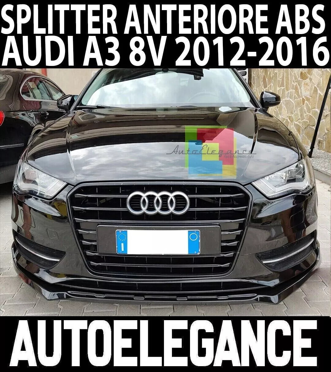 ✨SPLITTER ANTERIORE ADATTO PER AUDI A3 8V 2012-2016 STANDARD NERO✨