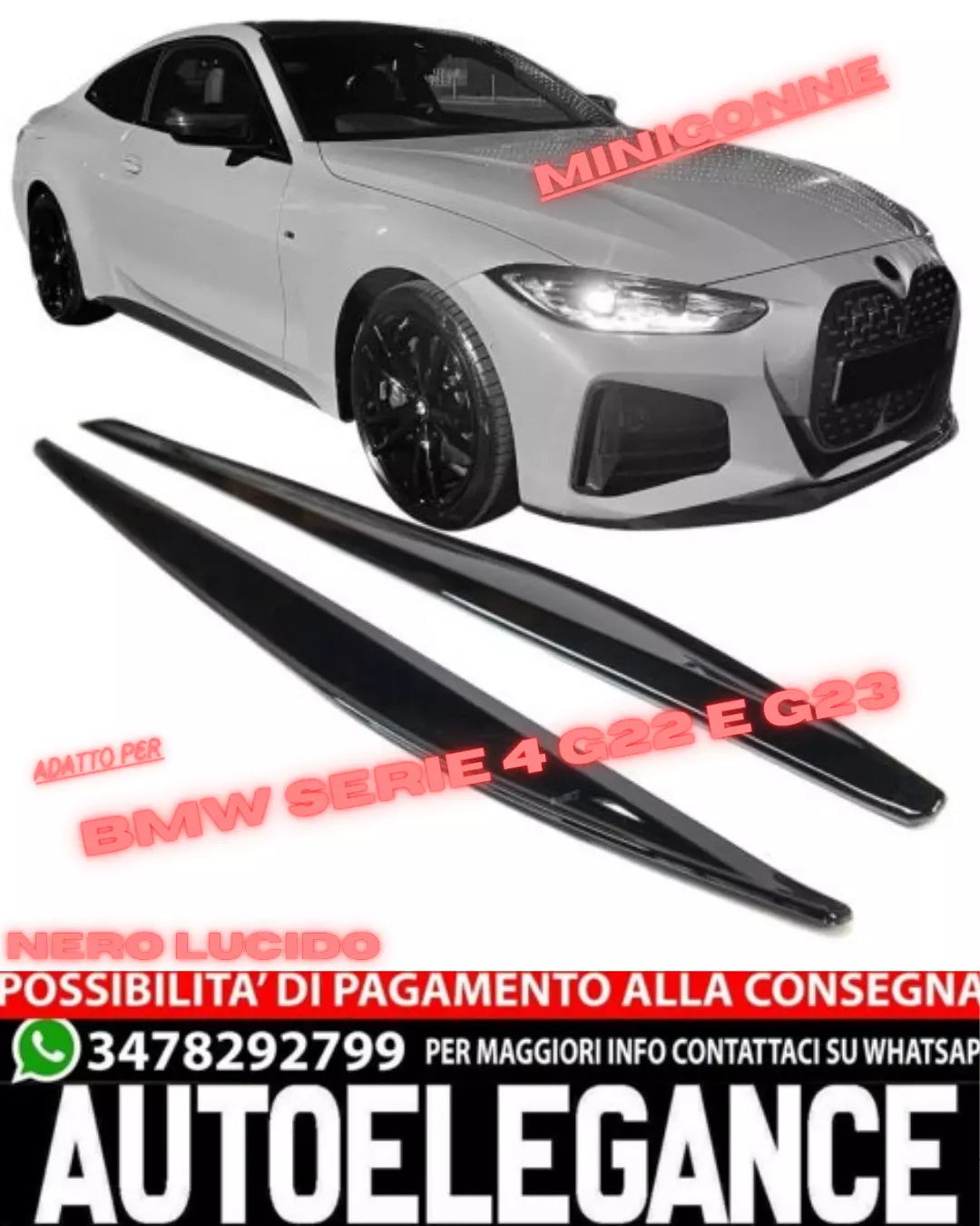 ⭐Minigonne laterali adatte per BMW SERIE 4 G22 G23 20-24 con pacchetto M-Tech⭐
