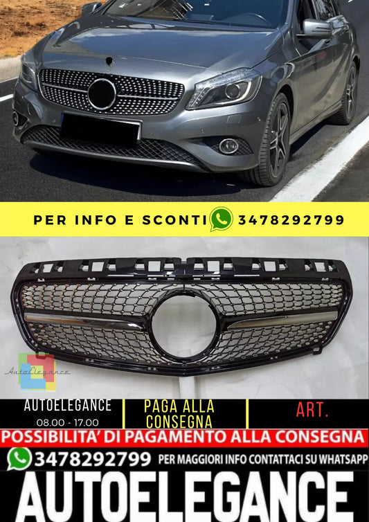 💥GRIGLIA RADIATORE NERO DIAMANTE ADATTO PER Mercedes Benz W176 A Kl 2012 - 20💥