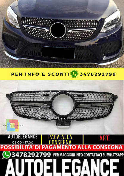 💥GRIGLIA RADIATORE NERA DIAMANTATA ADATTO PER Mercedes Benz GLE W166 15-18 💥
