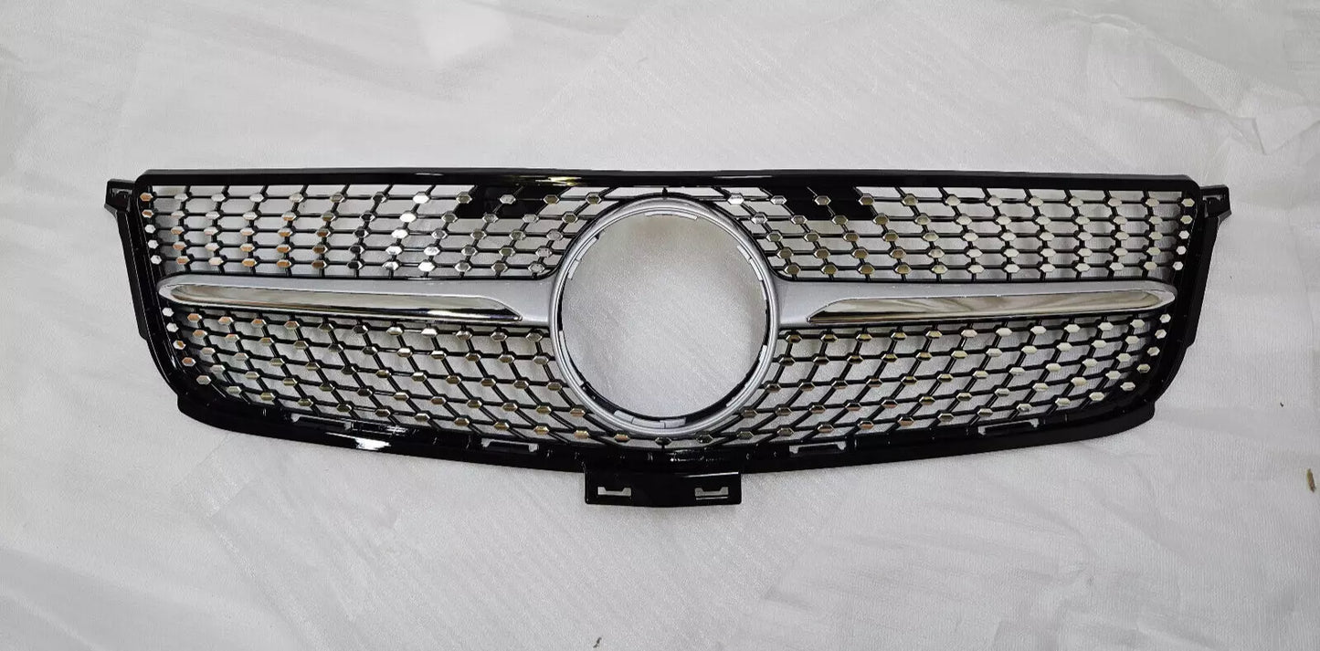 💥GRIGLIA RADIATORE ARGENTO DIAMANTE ADATTO PER Mercedes Benz ML W166 11-20💥