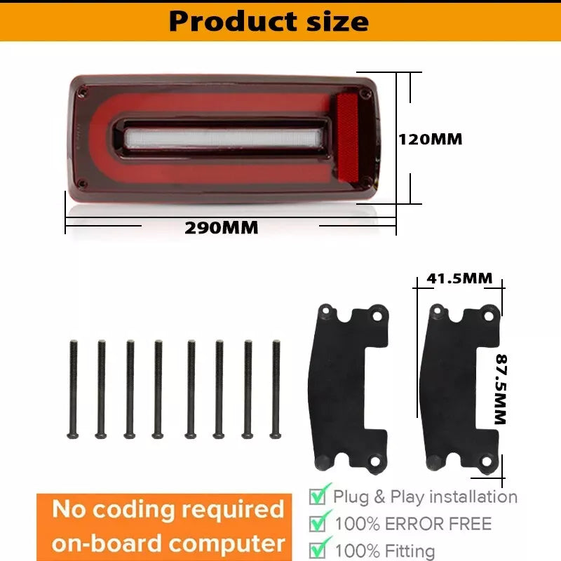 💥LED Rear Lights Light Bar Suitable for Mercedes G-Class W463 (2008-2017) Facelift 2018 Design Dynamic Sequential Turning Lights Smoke Red💥