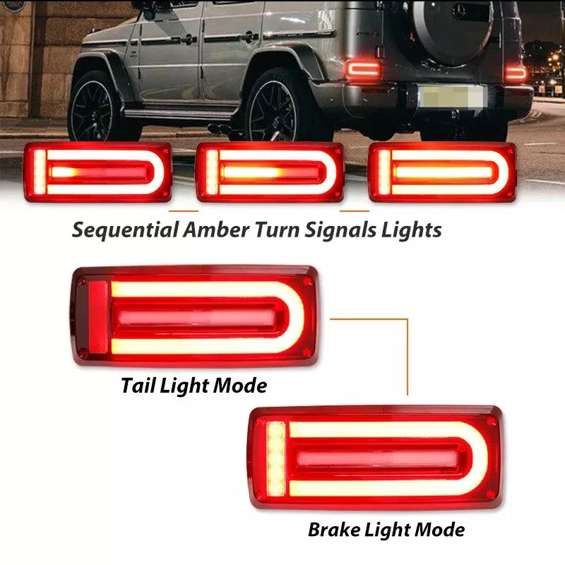 💥LED Rear Lights Light Bar Suitable for Mercedes G-Class W463 (2008-2017) Facelift 2018 Design Dynamic Sequential Turning Lights Smoke Red💥