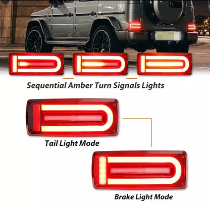 💥LED Rear Lights Light Bar Suitable for Mercedes G-Class W463 (2008-2017) Facelift 2018 Design Dynamic Sequential Turning Lights Smoke Red💥