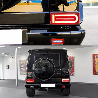 💥LED Rear Lights Light Bar Suitable for Mercedes G-Class W463 (2008-2017) Facelift 2018 Design Dynamic Sequential Turning Lights Smoke Red💥