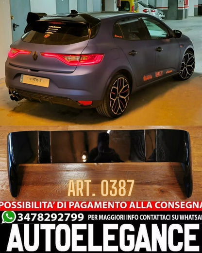 🔥0387 SPOILER TETTO ADATTO PER RENAULT MEGANE 4 GT LOOK RS NERO LUCIDO🔥
