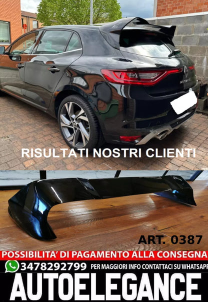 🔥0387 SPOILER TETTO ADATTO PER RENAULT MEGANE 4 GT LOOK RS NERO LUCIDO🔥