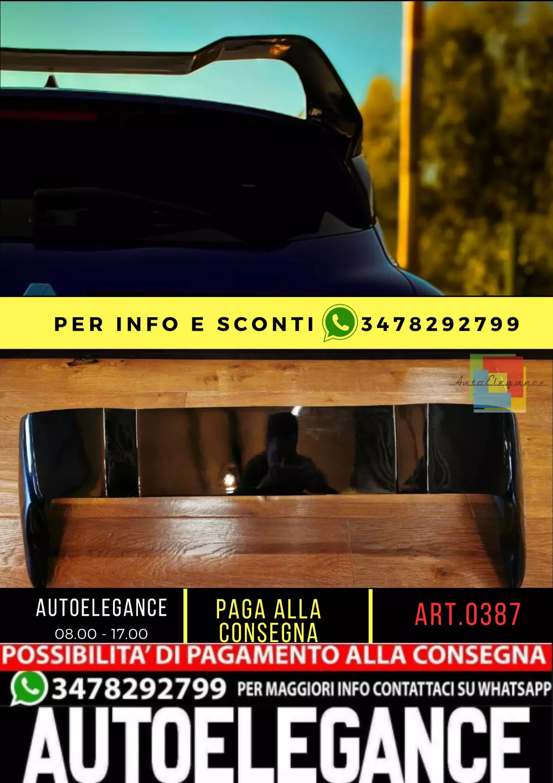 🔥0387 SPOILER TETTO ADATTO PER RENAULT MEGANE 4 GT LOOK RS NERO LUCIDO🔥