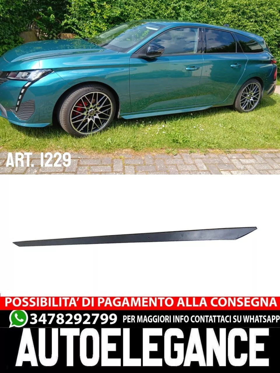✨1229 MINIGONNE ADATTE PER PEUGEOT 308 LOOK NERO LUCIDO DESIGN SPORTIVO✨