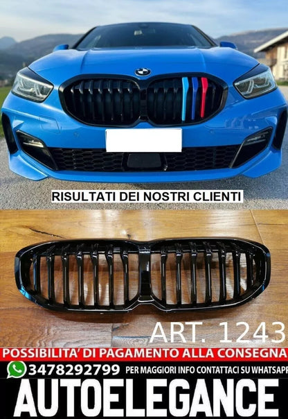 💥1243 CALANDRA PER BMW SERIE 1 F40 GRIGLIA ANTERIORE NERA LOOK M SPORT💥