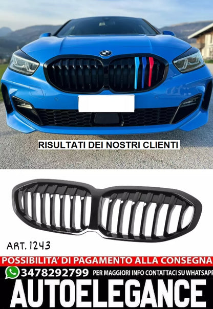 💥1243 CALANDRA PER BMW SERIE 1 F40 GRIGLIA ANTERIORE NERA LOOK M SPORT💥