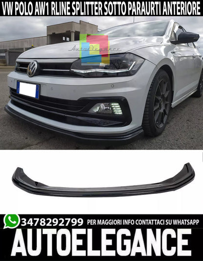 ⭐0872 SPLITER ADATTO PER VW POLO AW1 RLINE  IN ABS NERO LUCIDO ⭐