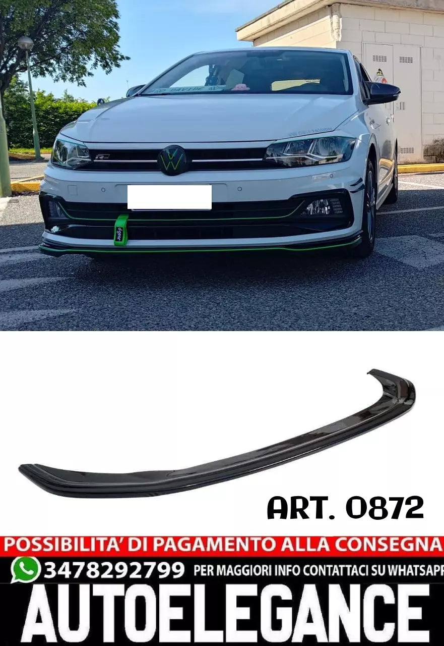 ⭐0872 SPLITER ADATTO PER VW POLO AW1 RLINE  IN ABS NERO LUCIDO ⭐