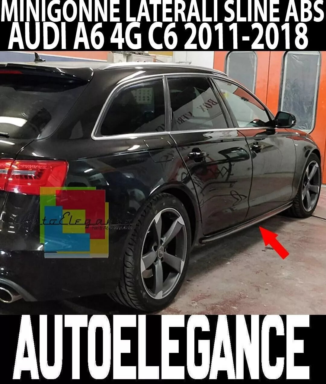 💥MINIGONNE ADATTE PER AUDI A6 4G DAL 2011 AL 2018 NERO LUCIDO LOOK SPORTIVO💥