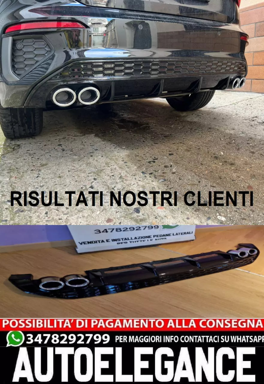 💎1085 DIFFUSER SUITABLE FOR AUDI A3 8Y 20+ SPORTBACK LOOK S3 FOR SLIN BUMPER💎 