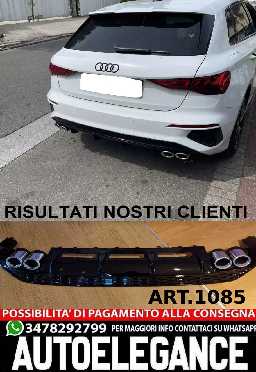 💎1085 DIFFUSER SUITABLE FOR AUDI A3 8Y 20+ SPORTBACK LOOK S3 FOR SLIN BUMPER💎 