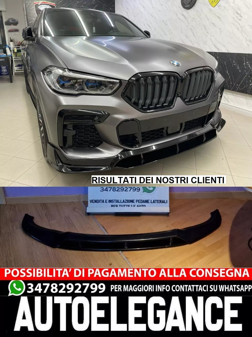 ⚡1026 SPLITTER ADATTO PER X6 G06 2020-2023 MSPORT NERO LUCIDO⚡
