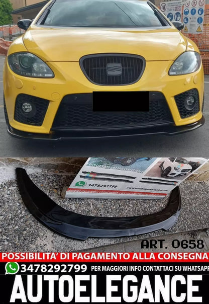 🔥PARAURTI ANTERIORE SPLITTER ADATTO PER SEAT LEON 1P ABS SPORTIVO NERO LIP 🔥