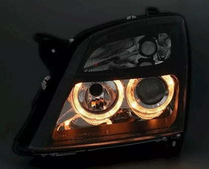 🔥Set fari Angel Eyes per Opel Vectra C + Signum in vetro trasparente nero H7🔥