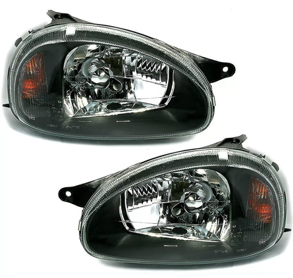 🔥Set fari in vetro trasparente nero per OPEL CORSA B 3/93-9/00 + COMBO B 7/94-🔥