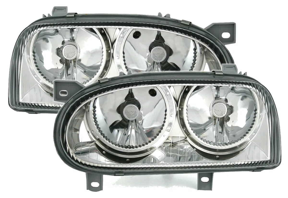 🔥Set fari per VWGolf3 III all91-97 in vetro trasparente cromato H7 alogeno LWR