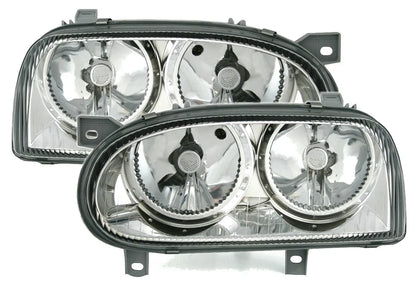 🔥Set fari per VWGolf3 III all91-97 in vetro trasparente cromato H7 alogeno LWR