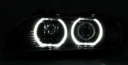 🔥Set fari Angel Eyes per serie 5 BMW E39 1995-2000 V2 anelli LED neri H7🔥