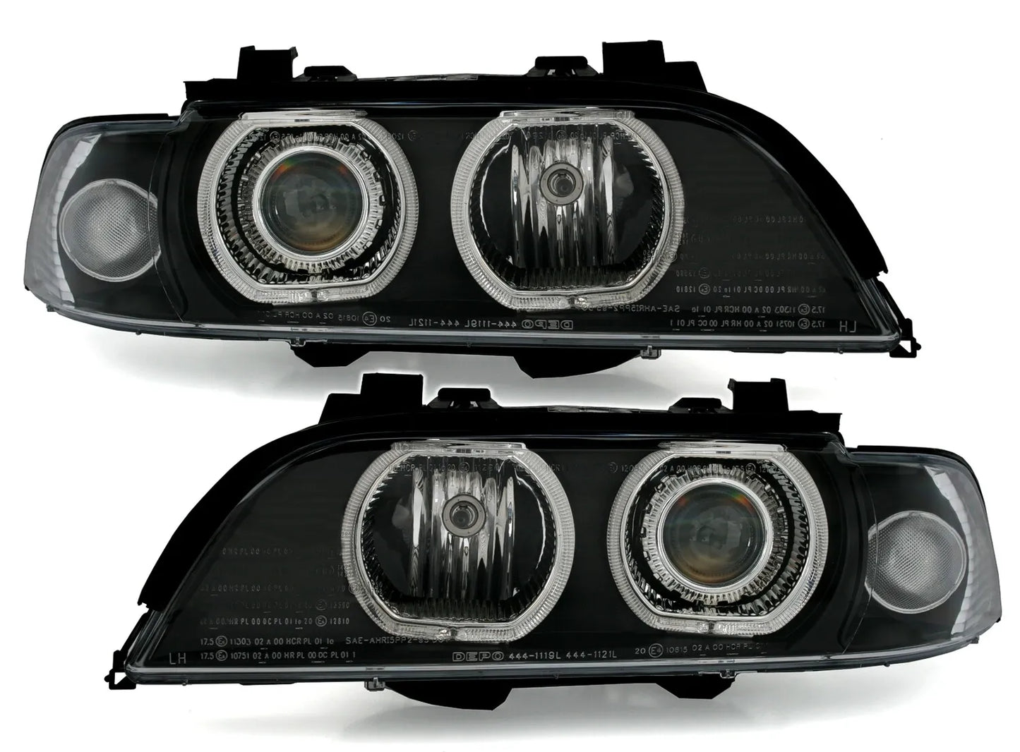 🔥Set fari Angel Eyes per serie 5 BMW E39 1995-2000 V2 anelli LED neri H7🔥