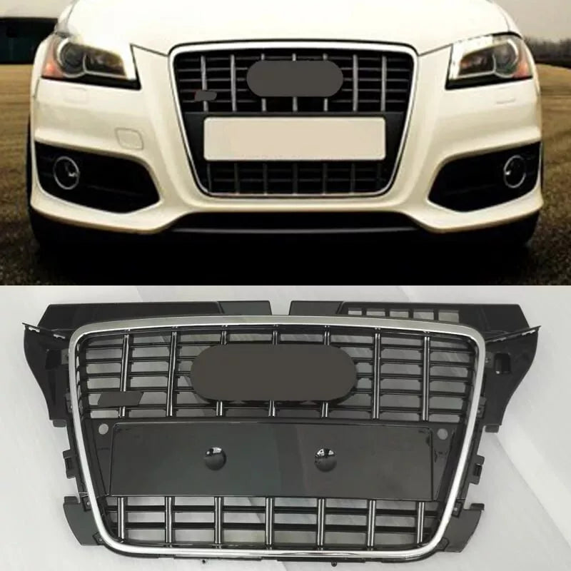 ⭐ART. 1930 GRIGLIA ADATTO PER AUDI A3 8P 08-12 LOOK S3 NERO LUCIDO  CROMATI⭐