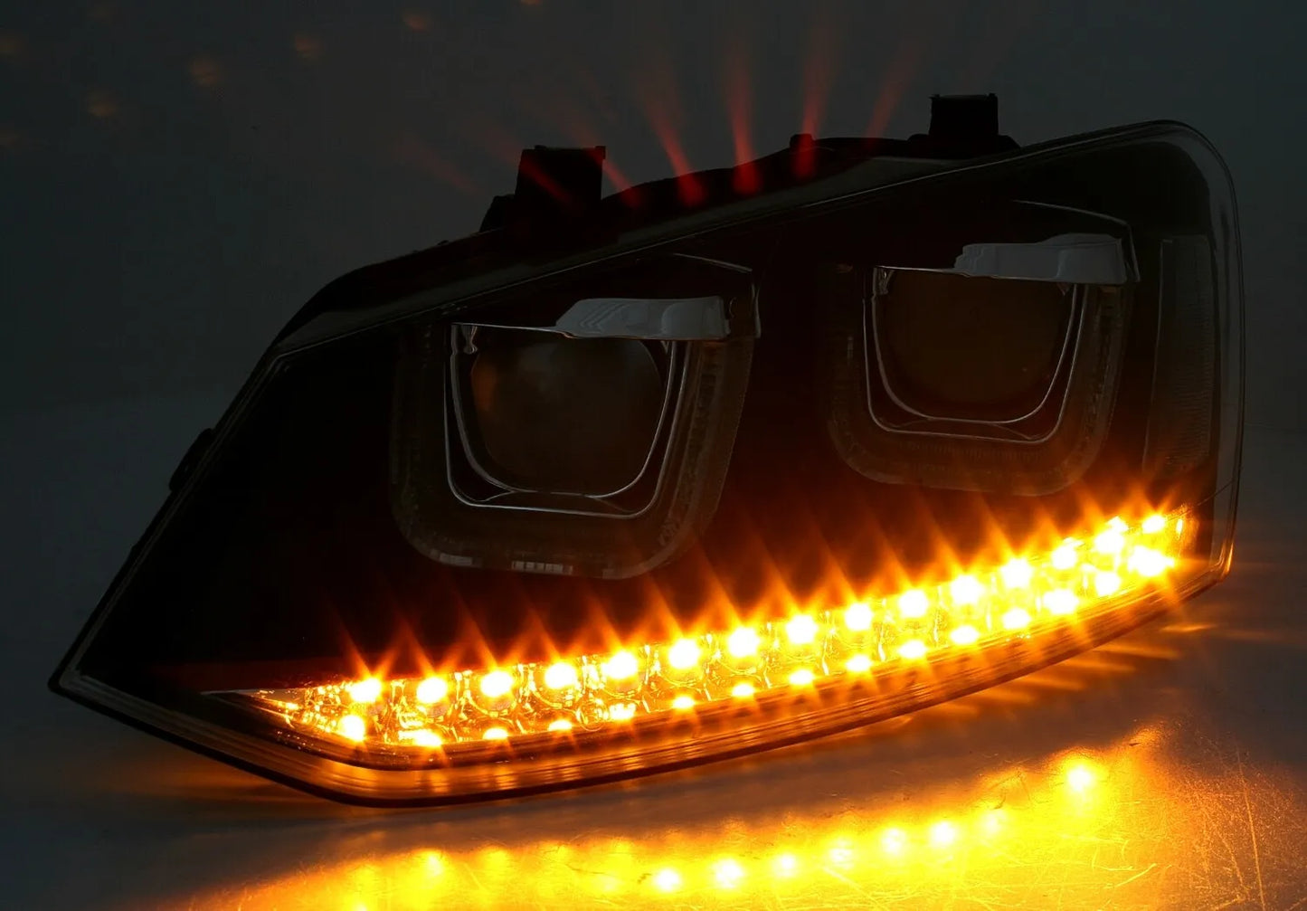 🔥Set fari per VW Polo 6R / 6C con striscia rossa U-Tube LED🔥