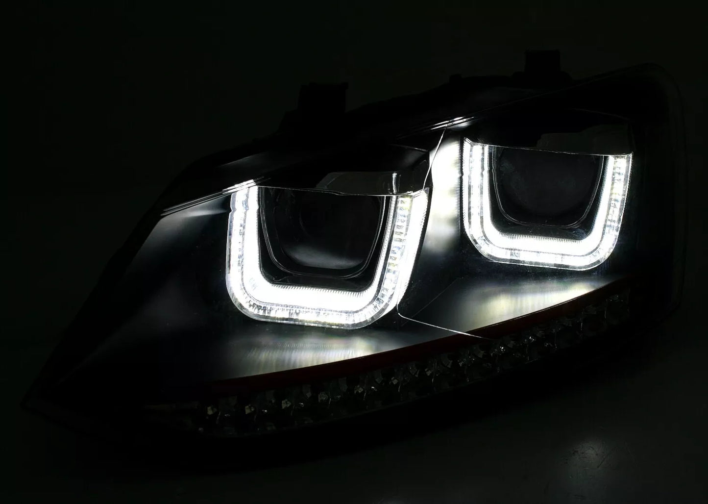 🔥Set fari per VW Polo 6R / 6C con striscia rossa U-Tube LED🔥