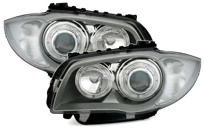 🔥Set fari Angel Eyes anelli LED bianchi per serie 1 BMW E81 E82 E87 E88 argento🔥