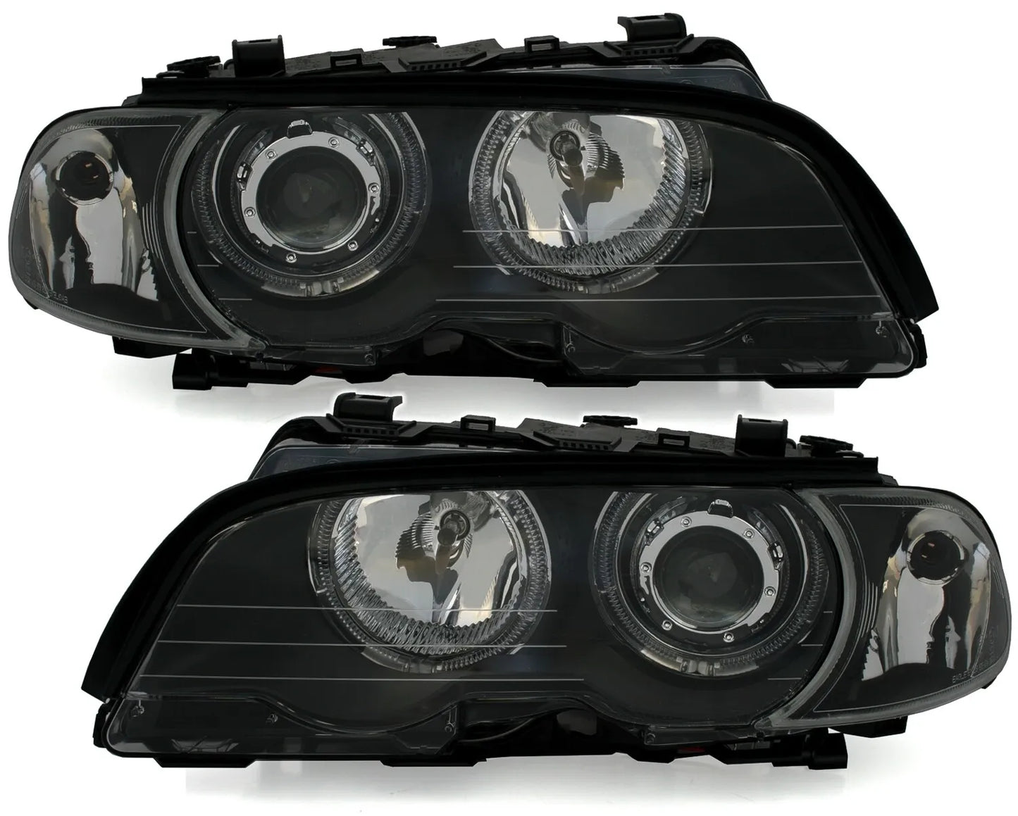 🔥LED Angel Eyes Headlights for BMW E46 Coupe Convertible Year 1999-2003 Black🔥