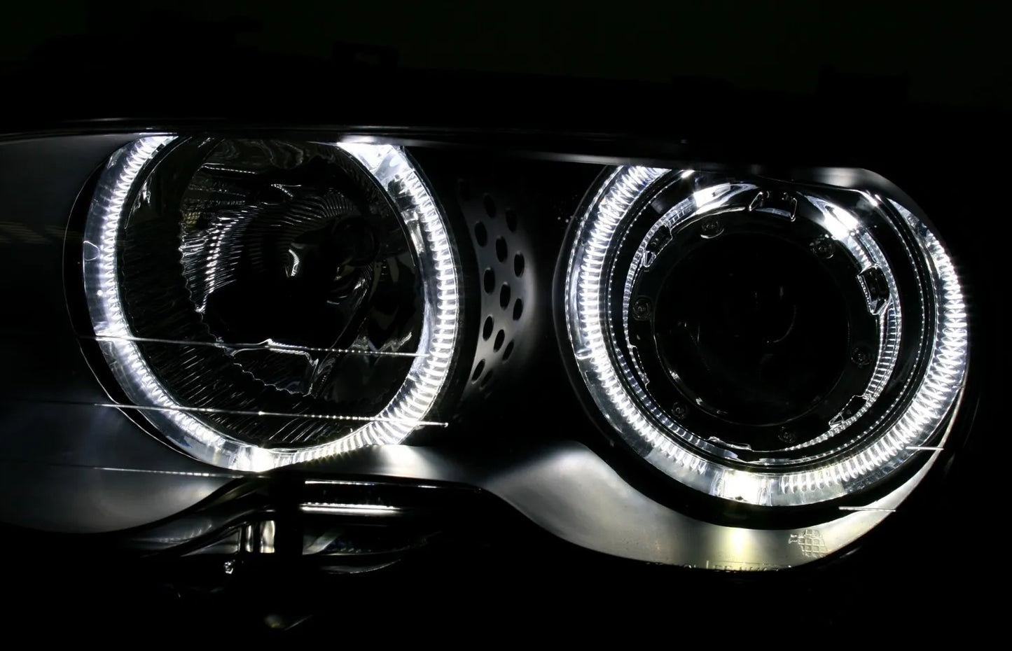 🔥LED Angel Eyes Headlights for BMW E46 Coupe Convertible Year 1999-2003 Black🔥