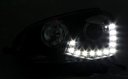 🔥Set fari per VW Golf 5 + Jetta 3 in nero con luci di marcia diurna a LED TFL DRL🔥