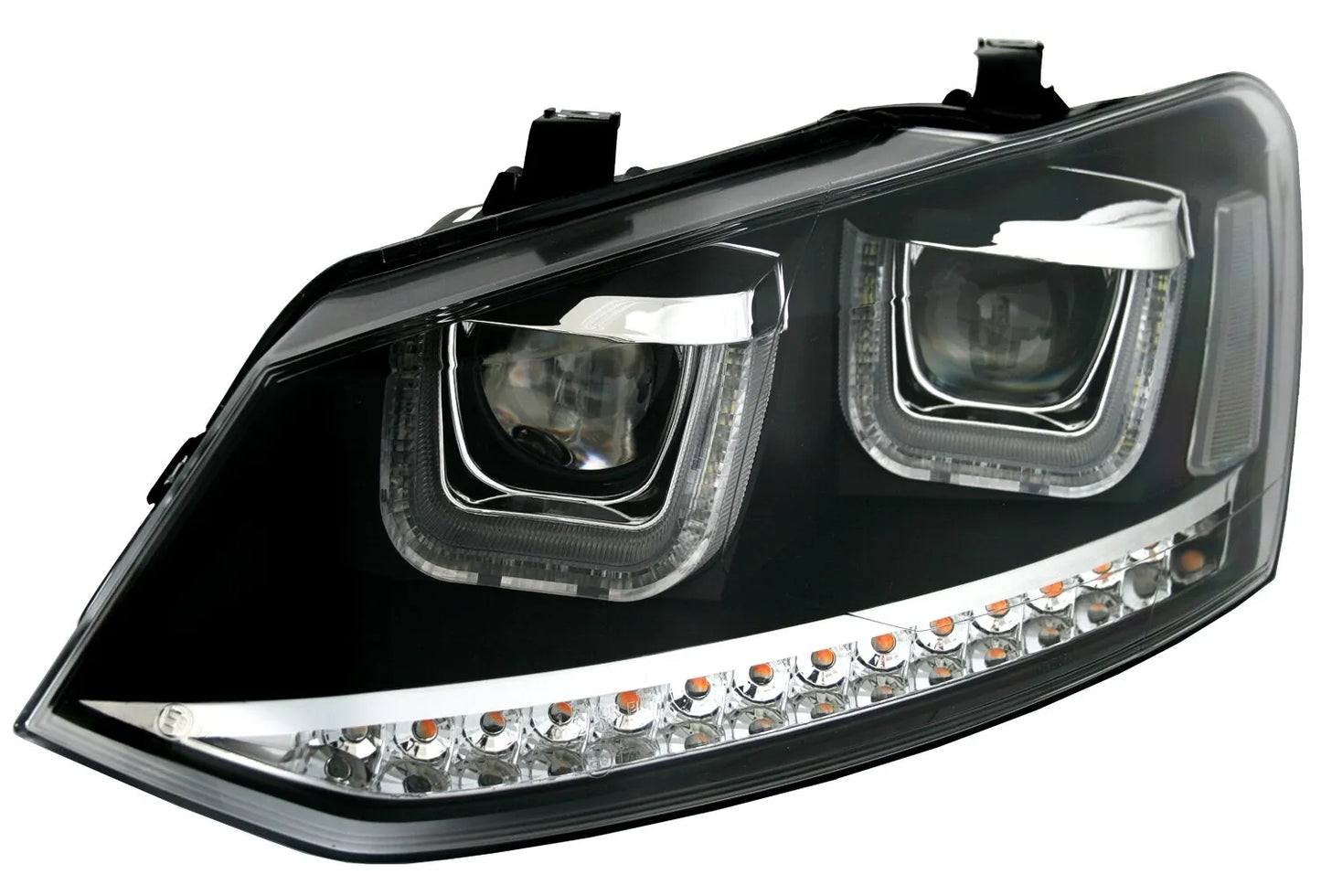 🔥Set fari indicatori LED per VW Polo 6R U-Tube luce di marcia diurna look nero🔥