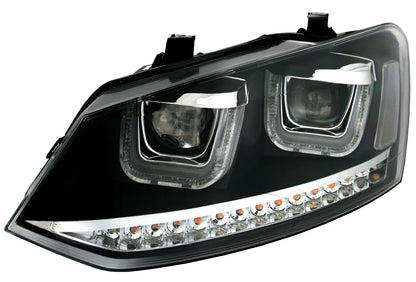 🔥Set fari indicatori LED per VW Polo 6R U-Tube luce di marcia diurna look nero🔥