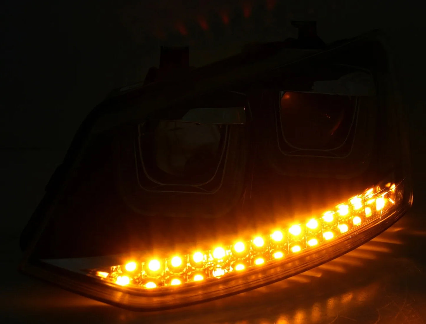 🔥Set fari indicatori LED per VW Polo 6R U-Tube luce di marcia diurna look nero🔥